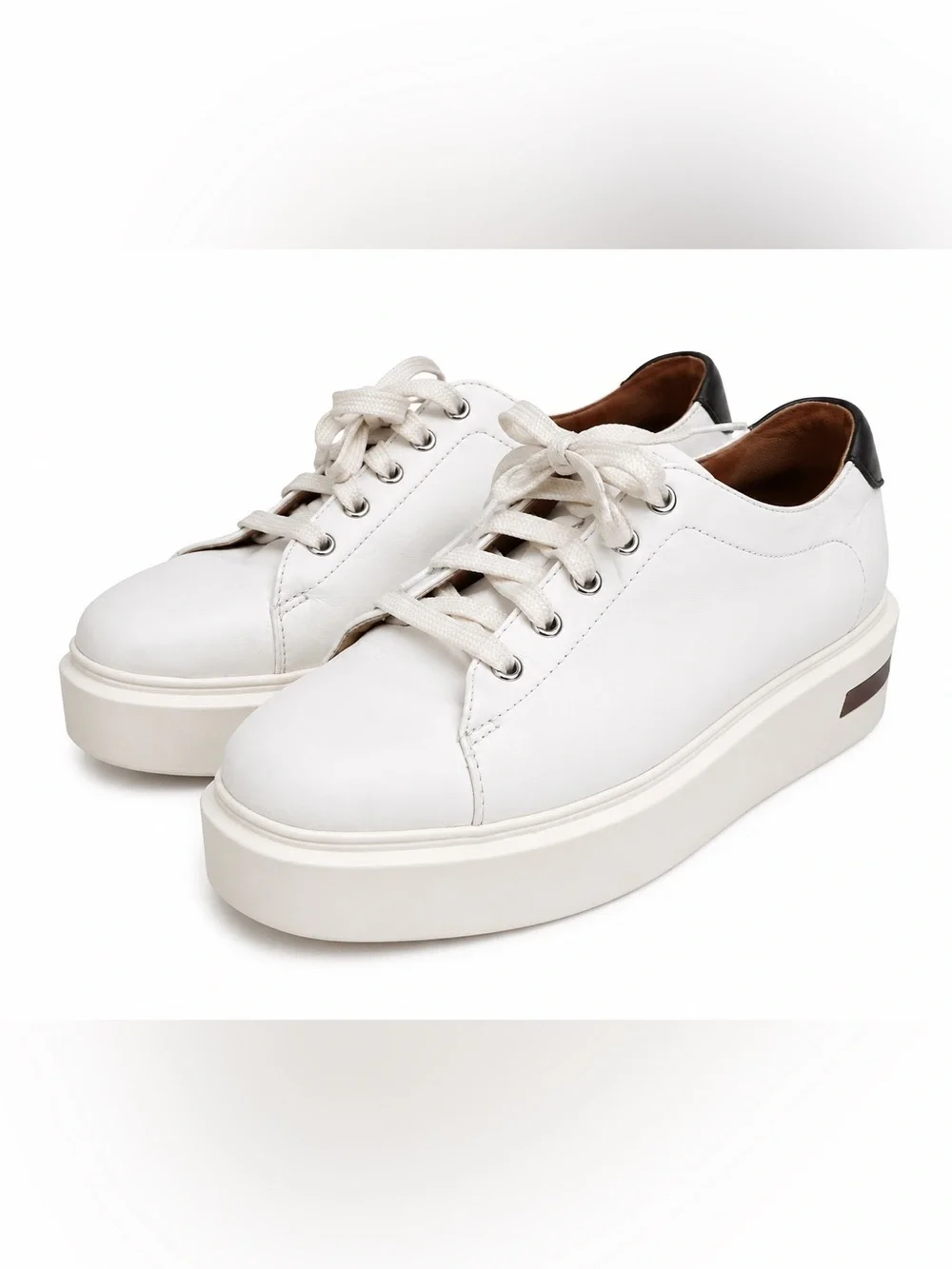 Paolo Women’s White Platform Sneakers - Chunky Casual Lace-Up Shoes. Size: 7.5